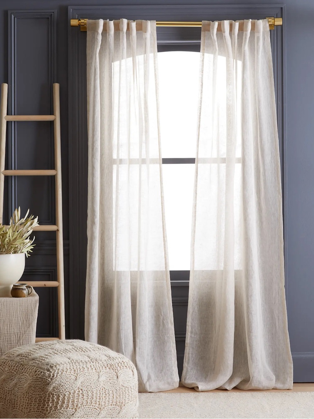 Quince European Linen Sheer Curtain Set (Set of 2) 48x84 Flax